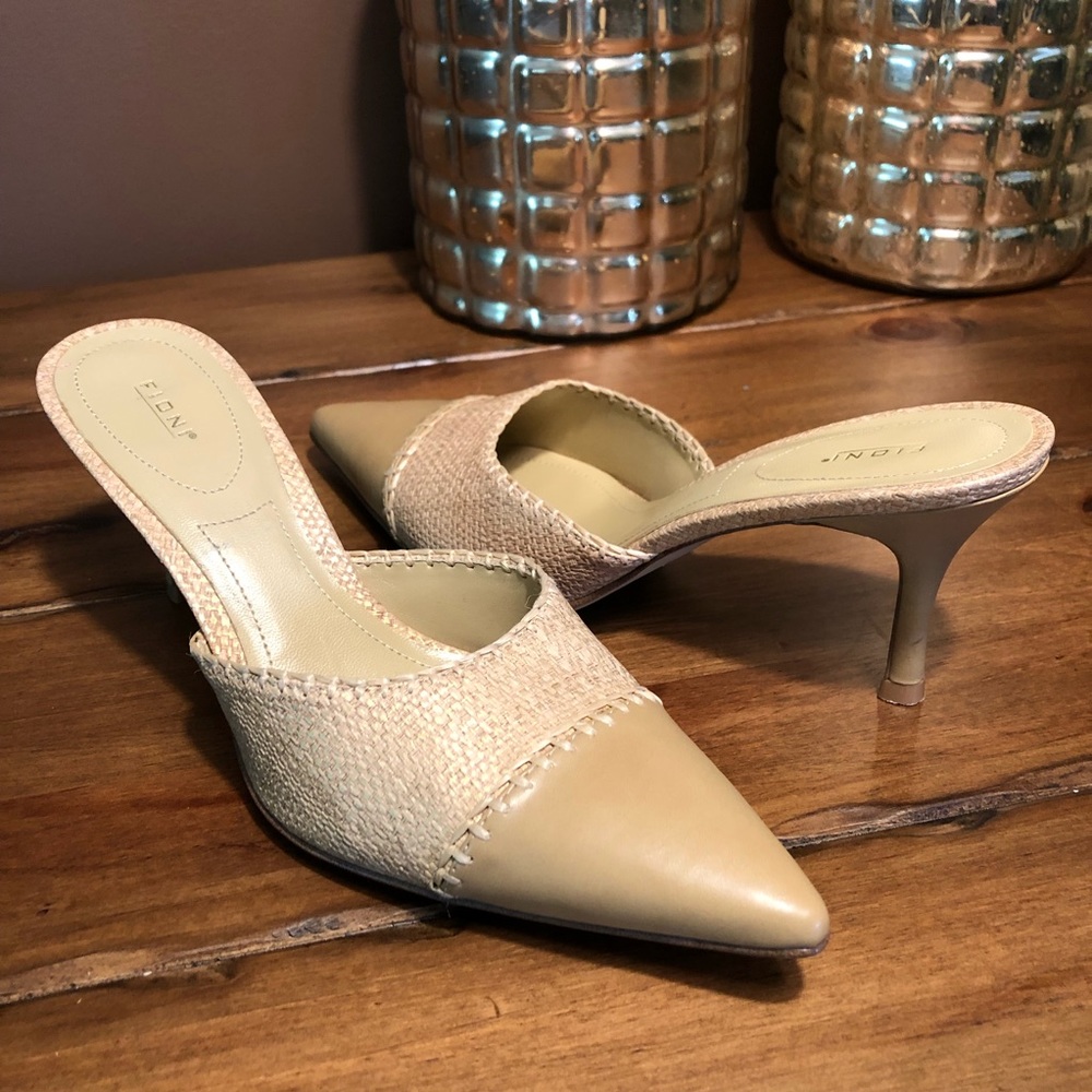 Fioni Beige Pointed Toe Slip On 3” Heels 7.5